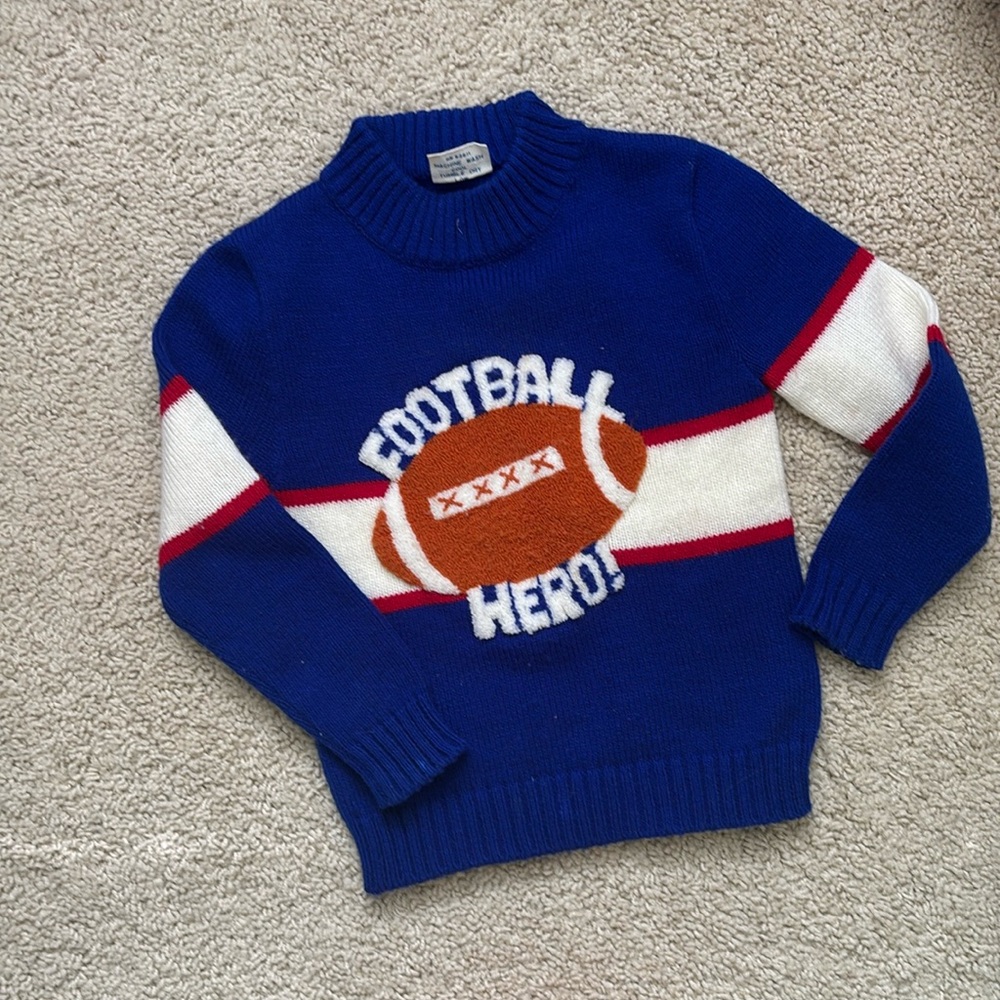 VINTAGE boys Football Sweater • 60s/70s • 3t